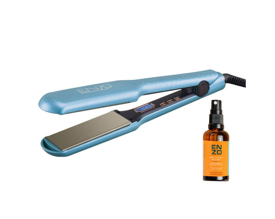 Enzo Ceramic Tourmaline Hair Straightener with Moroccan Oil - Tropical Orange