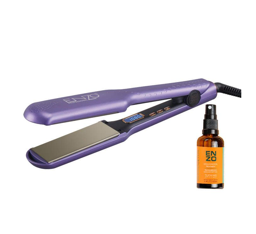 Enzo Ceramic Tourmaline Hair Straightener with Moroccan Oil - Tropical Orange