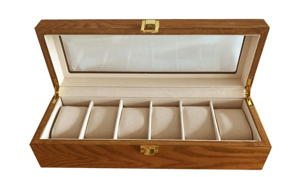 6 Slots Wooden Watch Storage Organizer