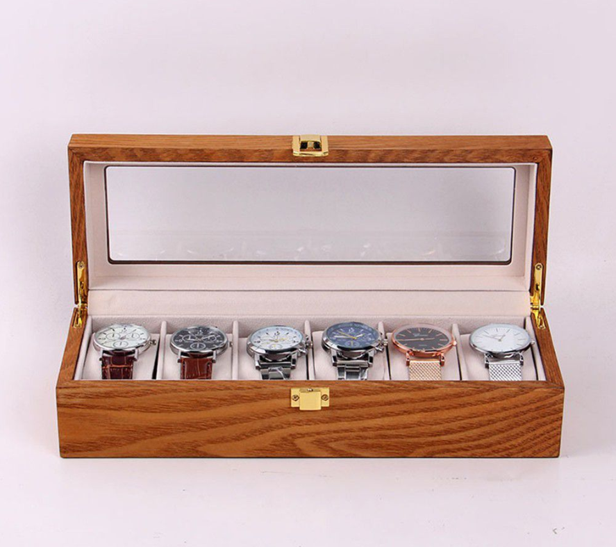 6 Slots Wooden Watch Storage Organizer