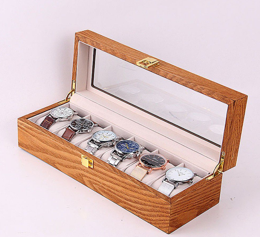 6 Slots Wooden Watch Storage Organizer