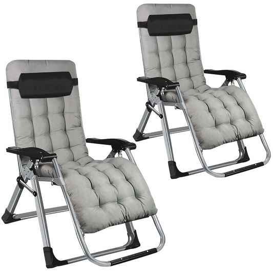 TOXIYA - Folding Recliner Lounger Chairs With Detachable Cushion - Set of 2