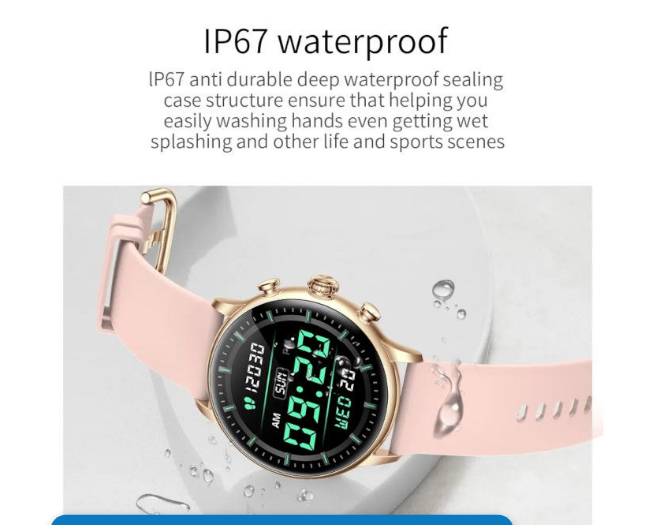 DT10 Bluetooth Smart Watch AMOLED 1.43" Touch Screen - Pink & Gold