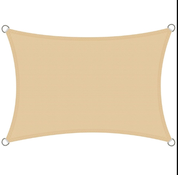 Beige Rectangle Sun Shade Sail for Outdoor Garden 3m x 4m