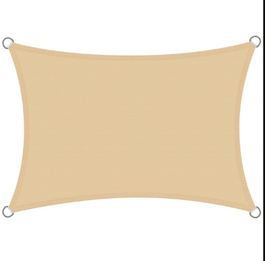 Beige Rectangle Sun Shade Sail for Outdoor Garden 3m x 4m