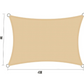 Beige Rectangle Sun Shade Sail for Outdoor Garden 3m x 4m