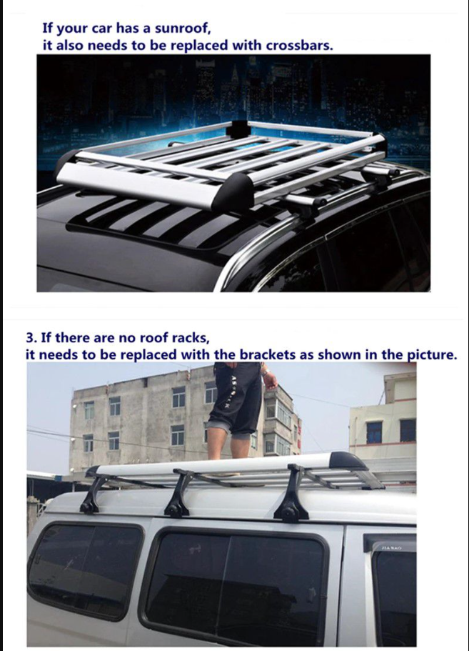 Universal Aluminum Alloy Luggage Basket For SUV Roof Rack -Double Deck - Silver