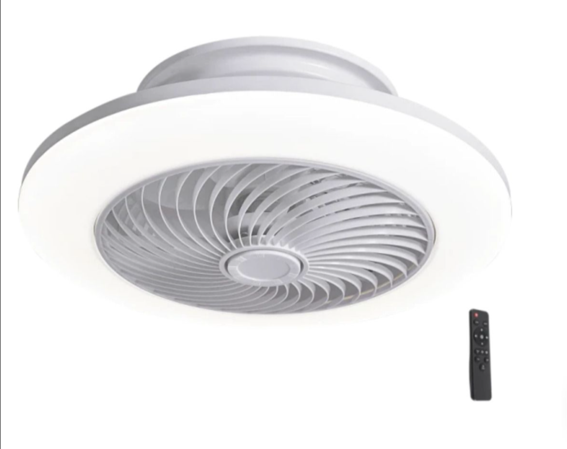 Modern Space Saving Led Ceiling Fan with Remote - White