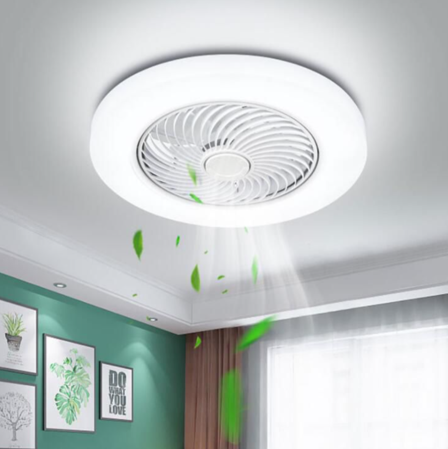 Modern Space Saving Led Ceiling Fan with Remote - White