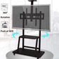 Mobile Floor TV Mount Stand Trolley Cart 2 Shelves with Wheels for 60-100"