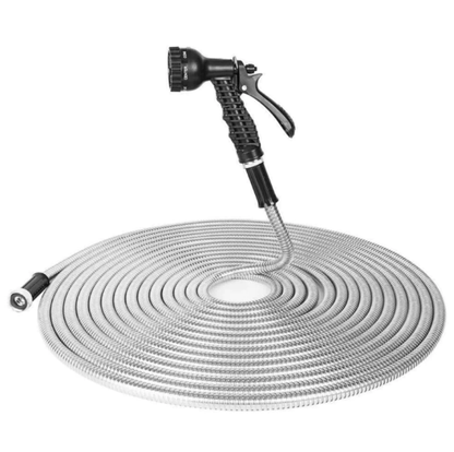 Stainless Steel Metal Hose Pipe Water Spray Gun with 2 Nozzles - 50Ft - 75Ft