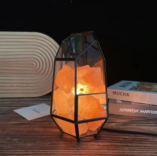 Liviza Himalayan Natural Crystal Salt Lamp With Square Lanterns Holder