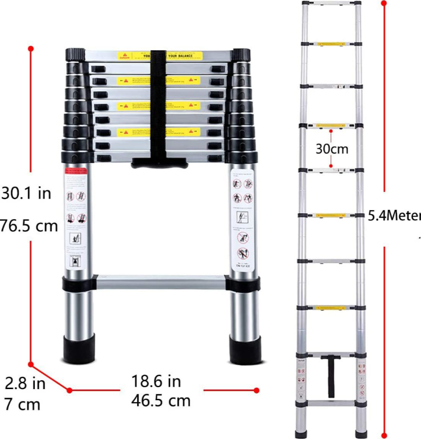 Classladder Telescopic Aluminum Telescopic Ladder for Outdoor Indoor Use