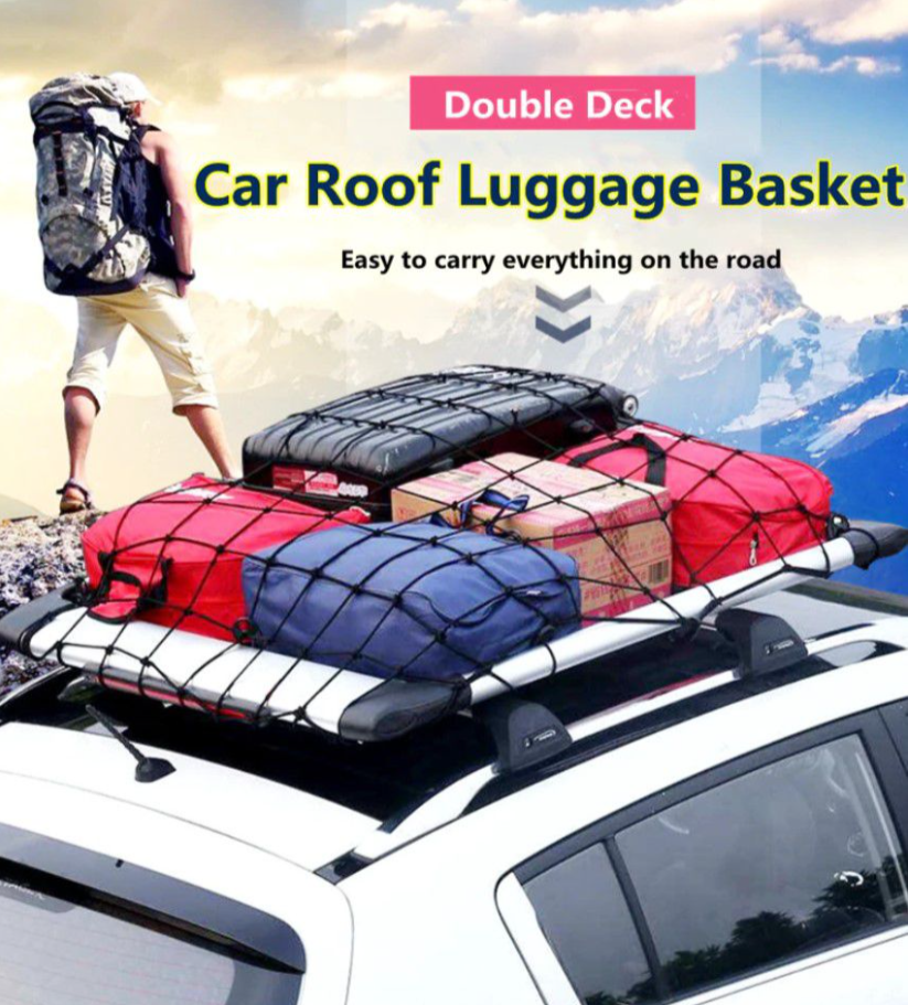 Universal Aluminum Alloy Luggage Basket For SUV Roof Rack -Double Deck - Black-160cm*100cm