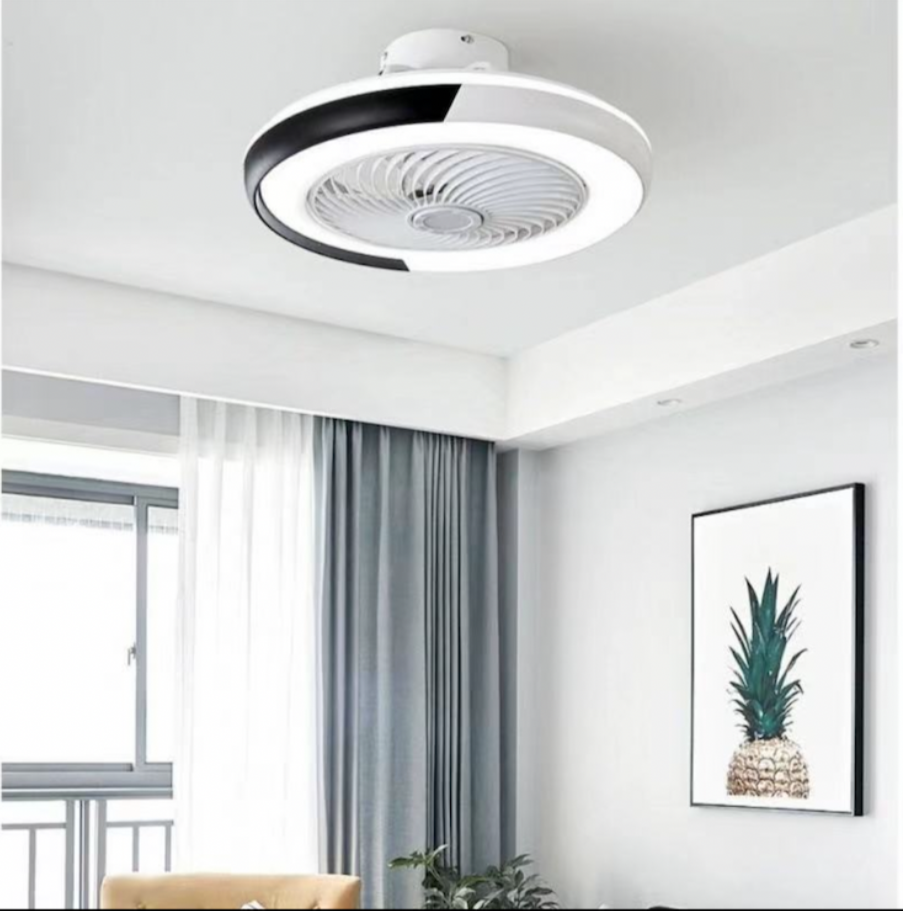 Space Saving LED Ceiling Fan with Remote - Black & White