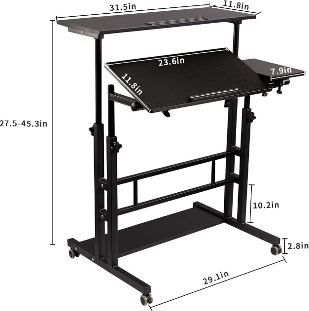 Wheels Mobile Adjustable Laptop Computer Desk Car