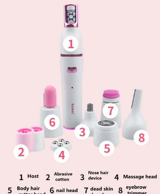 Kemei 7 in 1 Facial Massager Cleansing Epilator Set