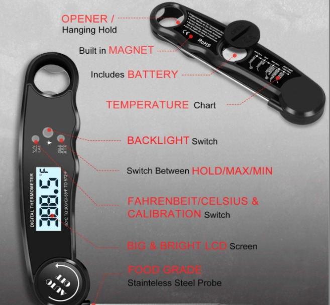 Premium Instant Read Digital Folding Meat Thermometer