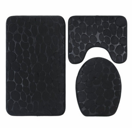 Cobblestone embossed floor mats toilet three-piece