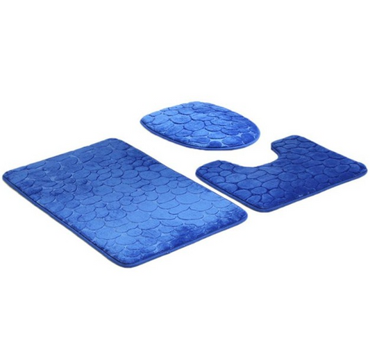 Cobblestone embossed floor mats toilet three-piece