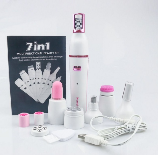 Kemei 7 in 1 Facial Massager Cleansing Epilator Set